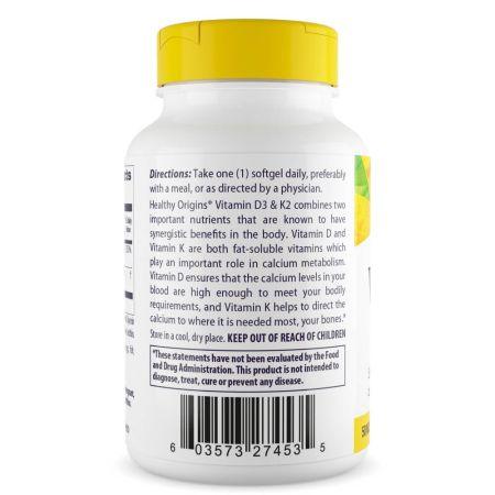 Healthy Origins Vitamin D3 & K2 50mcg/200mcg Softgels