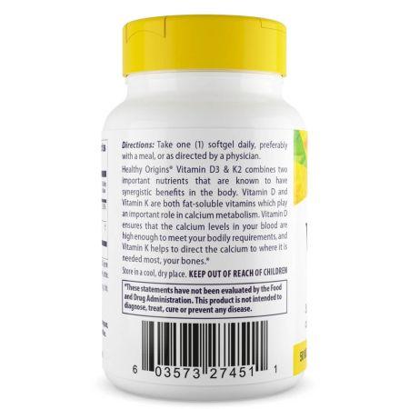 Healthy Origins Vitamin D3 & K2 50mcg/200mcg Softgels
