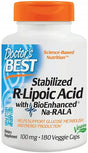 Doctor's Best Stabilized R-Lipoic Acid with BioEnhanced Na-RALA, 100mg - 180 vcaps