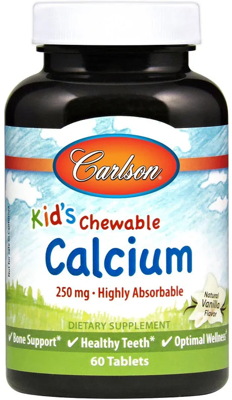 Carlson Labs Kid's Chewable Calcium, 250mg Natural Vanilla - 60 tablets
