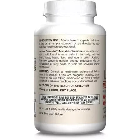 Jarrow Formulas Acetyl LCarnitine 500mg Veggie Capsules