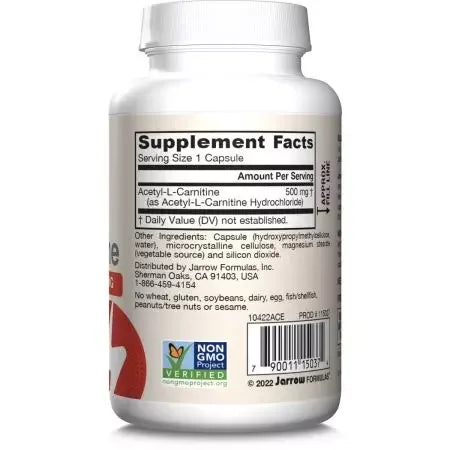 Jarrow Formulas Acetyl LCarnitine 500mg Veggie Capsules