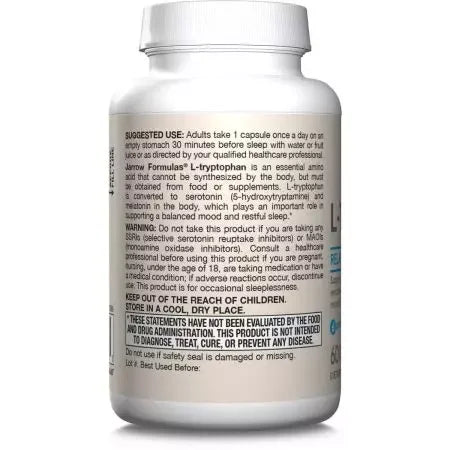 Jarrow Formulas LTryptophan 500mg 60 Veggie Capsules