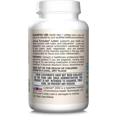 Jarrow Formulas Lutein 20mg & Zeaxanthin 4mg Softgels
