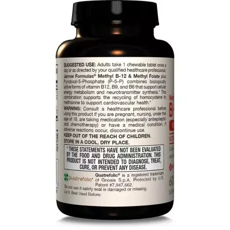 Jarrow Formulas Vitamin Methyl B12 & Methyl Folate Cherry Chewable Tablets