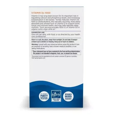 Nordic Naturals Vitamin D3 1000iu 120 Mini Softgels (Orange)