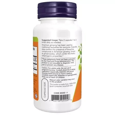 Now Foods American Ginseng Extract 500 mg 100 Veg Capsules