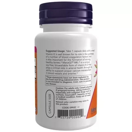 Now Foods MK7 Vitamin K2 100 mcg Veg Capsules