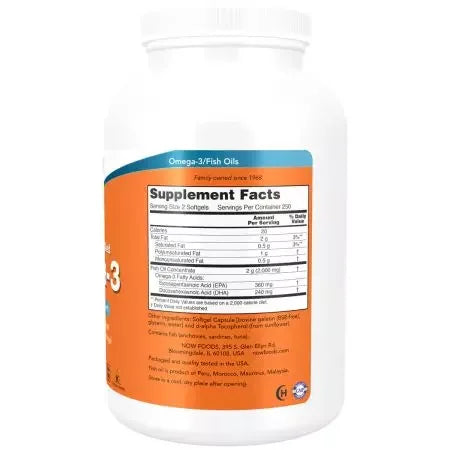 Now Foods Omega3 Fish Oil Molecularly Distilled Softgels