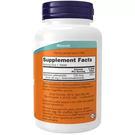 Now Foods Selenium 100 mcg Tablets