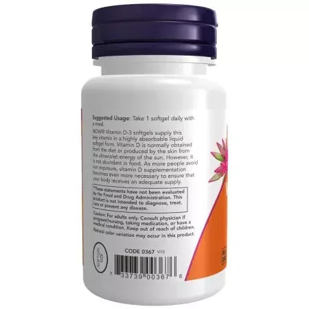 Now Foods Vitamin D3 2,000 IU Softgels