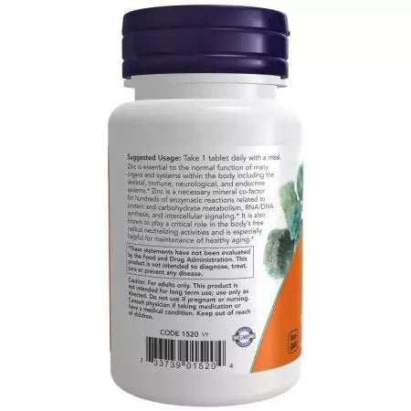 Now Foods Zinc (Zinc Gluconate) 50 mg Tablets