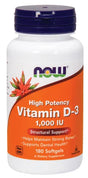 Vitamin D3/D-3 High Potency 1000 IU 180 Softgels - Now Foods - welzo